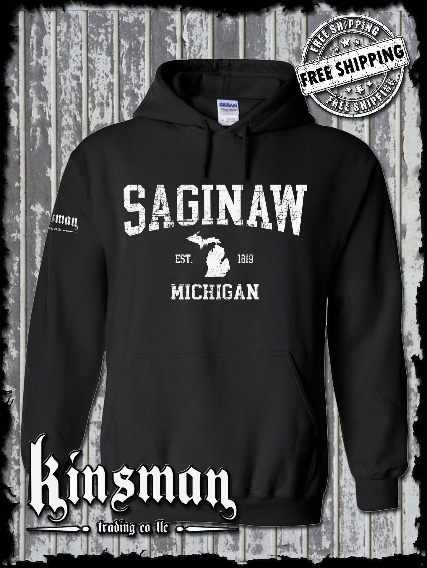 Saginaw Michigan Est 1819 Hoodie / Sweatshirt Souvenir Gift Mid-Michigan