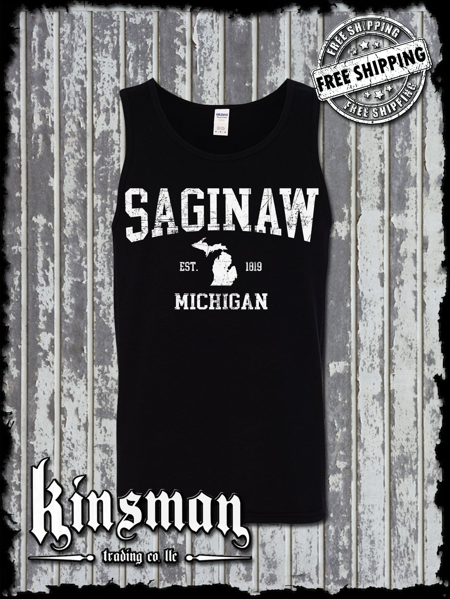 Saginaw Michigan Est 1819 Tank Top T-Shirt Souvenir Gift Mid-Michigan
