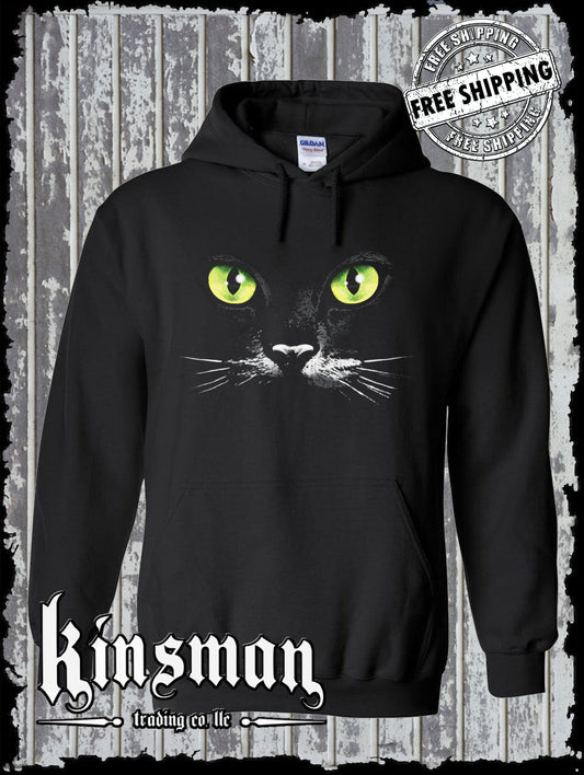 Black Cat Green Eyes Hooded Sweatshirt