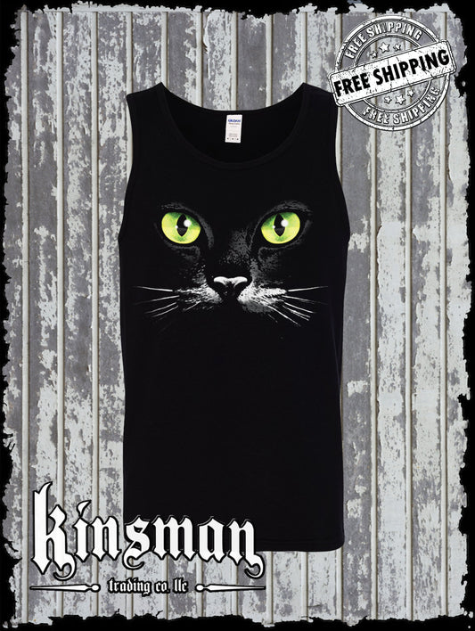 Black Cat with Green Eyes Tank Top T-Shirt