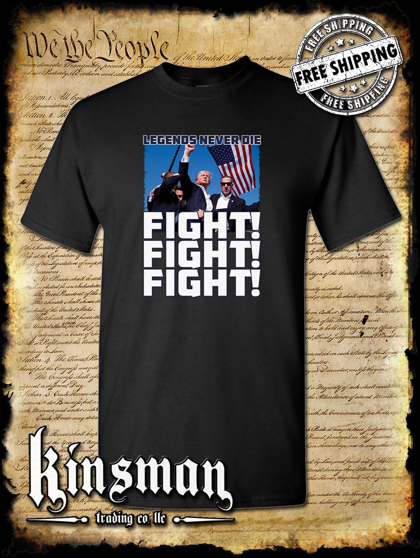 Fight! Fight! Fight! Legends Never Die T-Shirt Trump 2024 MAGA USA