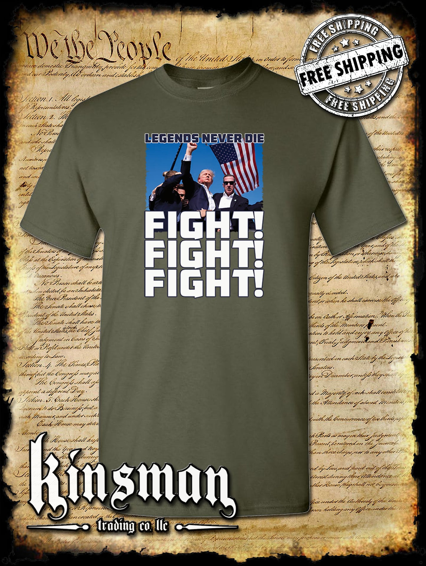 Fight! Fight! Fight! Legends Never Die T-Shirt Trump 2024 MAGA USA