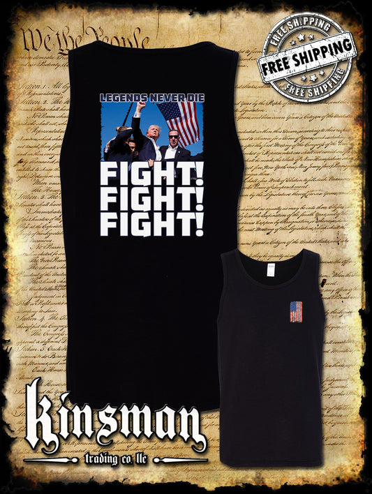 Fight! Fight! Fight! Legends Never Die 2-Sided Tank Top T-Shirt Trump 2024 MAGA USA