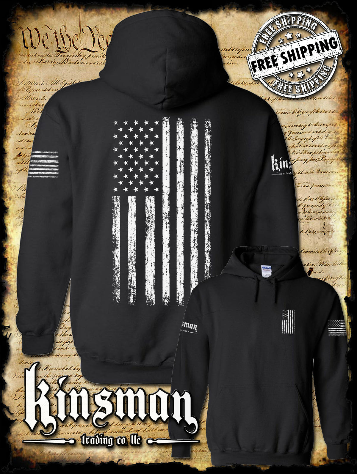 American Flag Vertical 2-Sided Hoodie / Sweatshirt