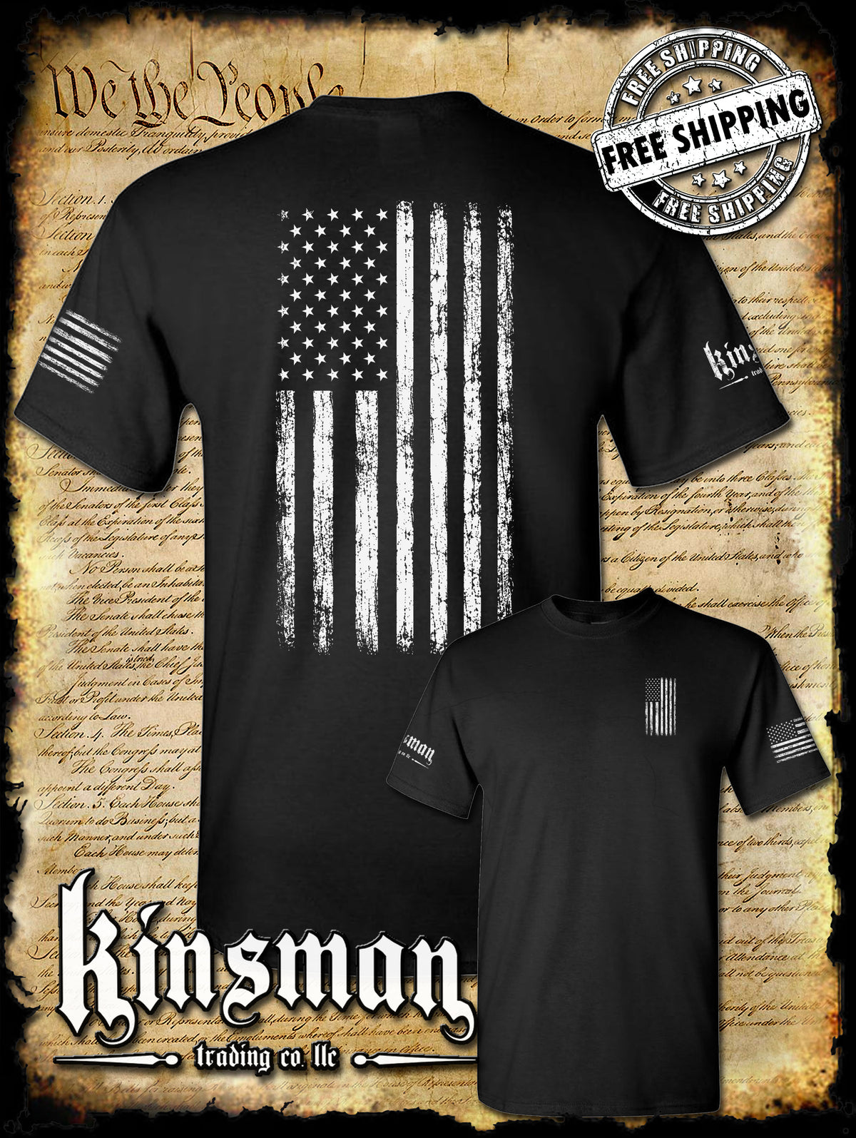 American Flag Vertical 2-Sided T-Shirt