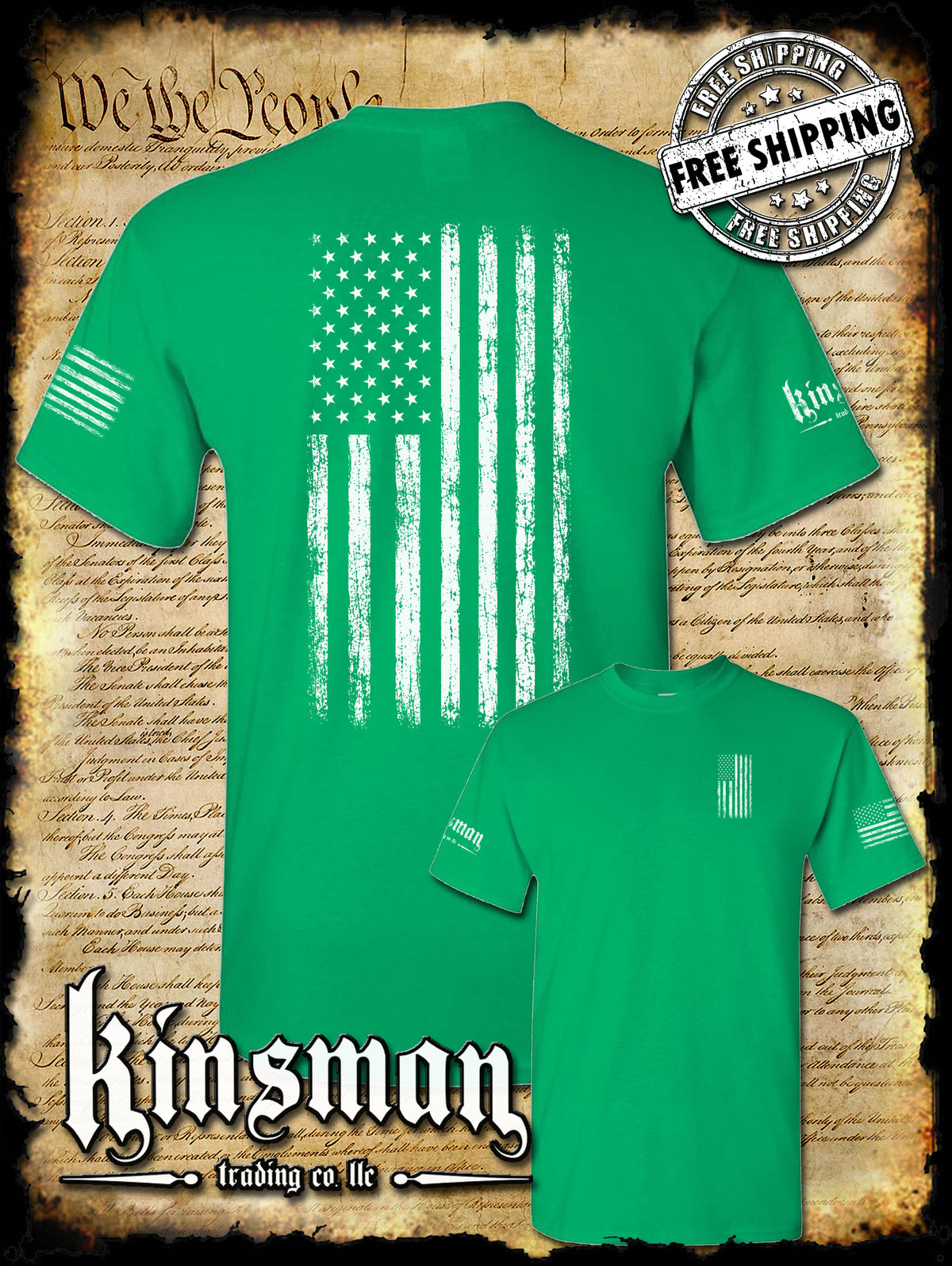 American Flag Vertical 2-Sided T-Shirt