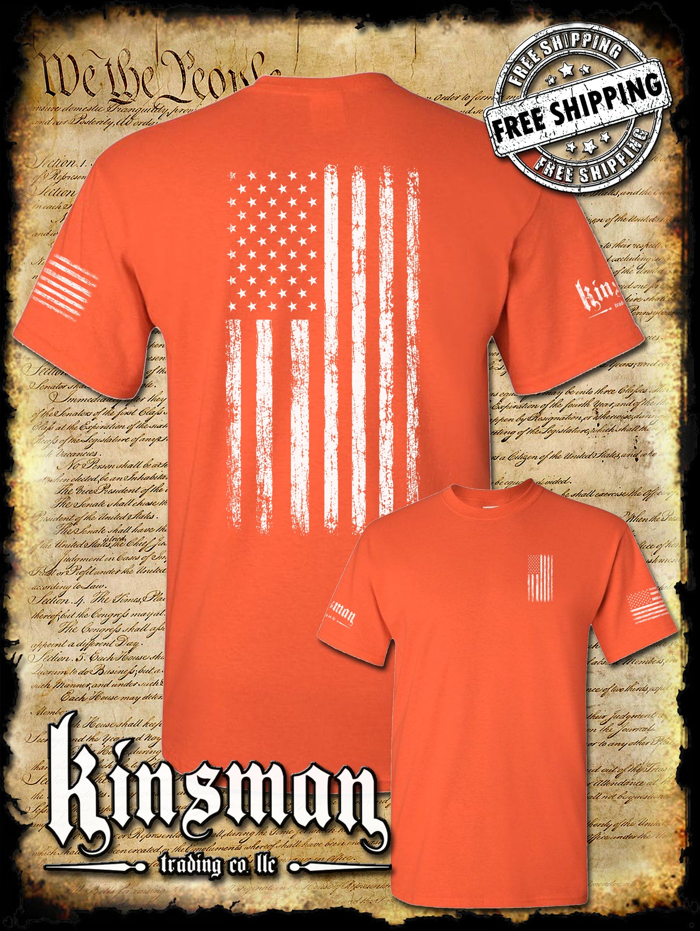 American Flag Vertical 2-Sided T-Shirt