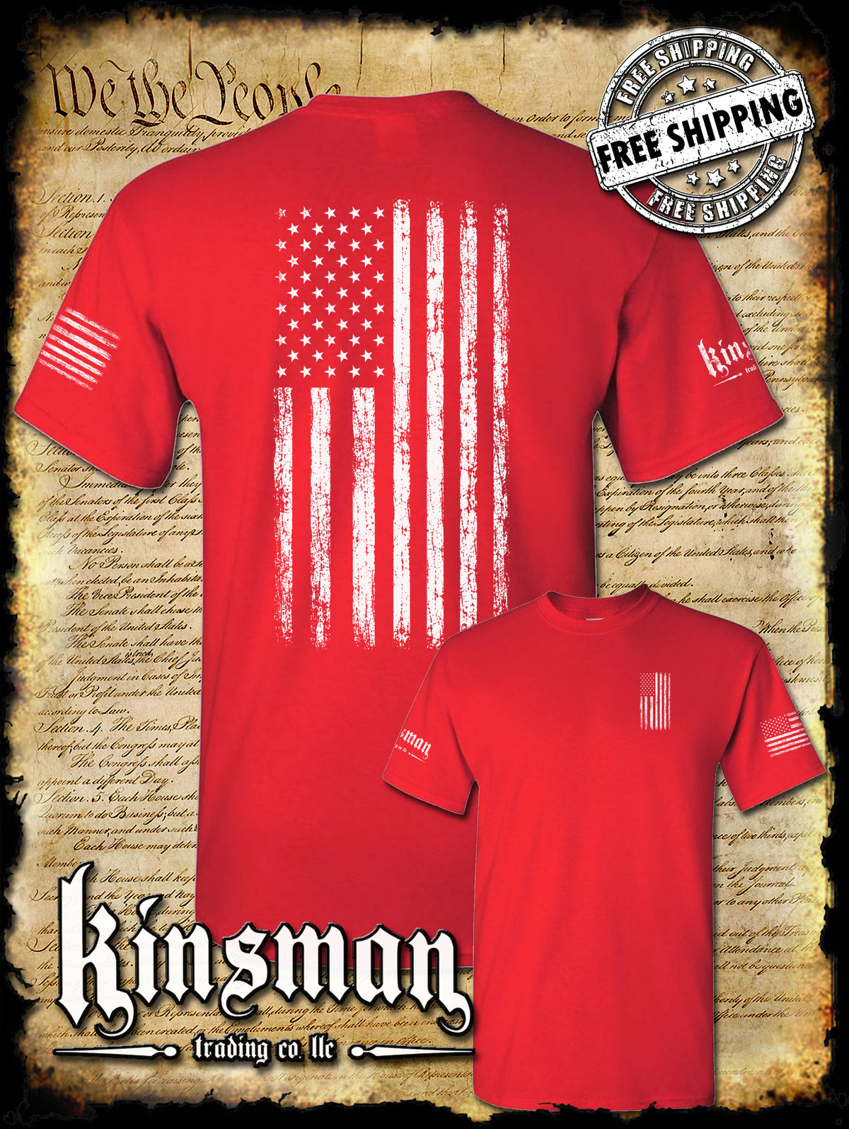 American Flag Vertical 2-Sided T-Shirt