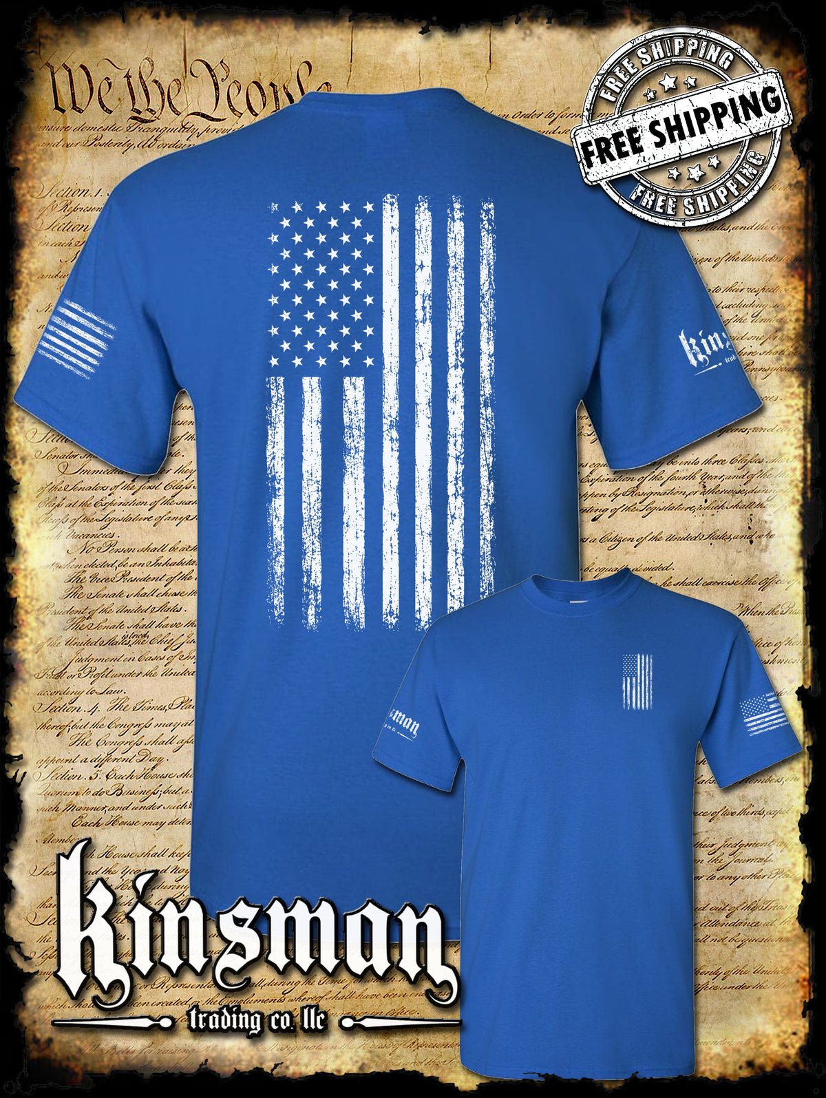 American Flag Vertical 2-Sided T-Shirt