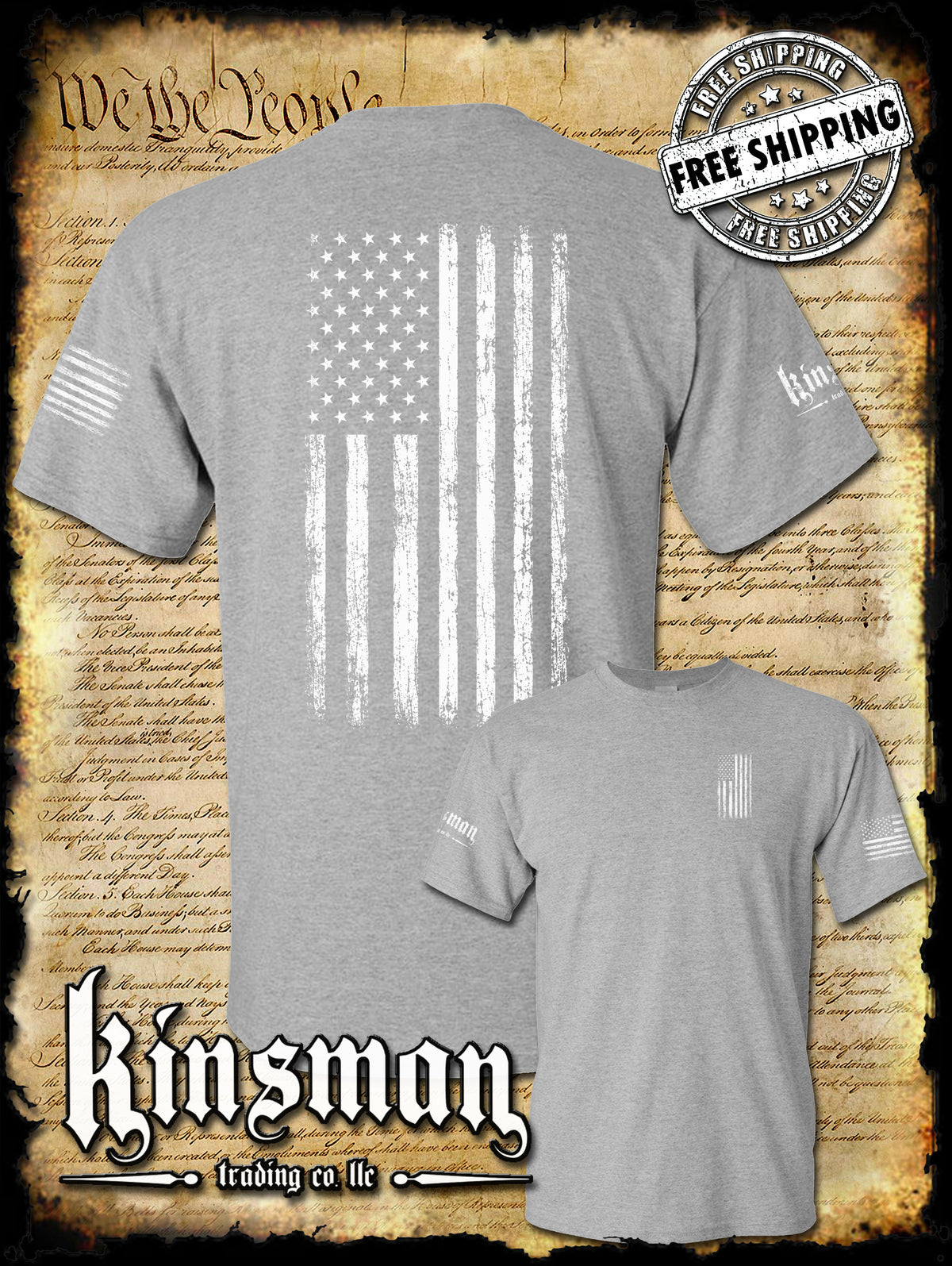 American Flag Vertical 2-Sided T-Shirt