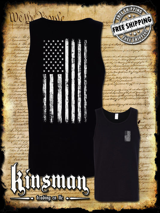 American Flag Vertical 2-Sided Tank Top T-Shirt