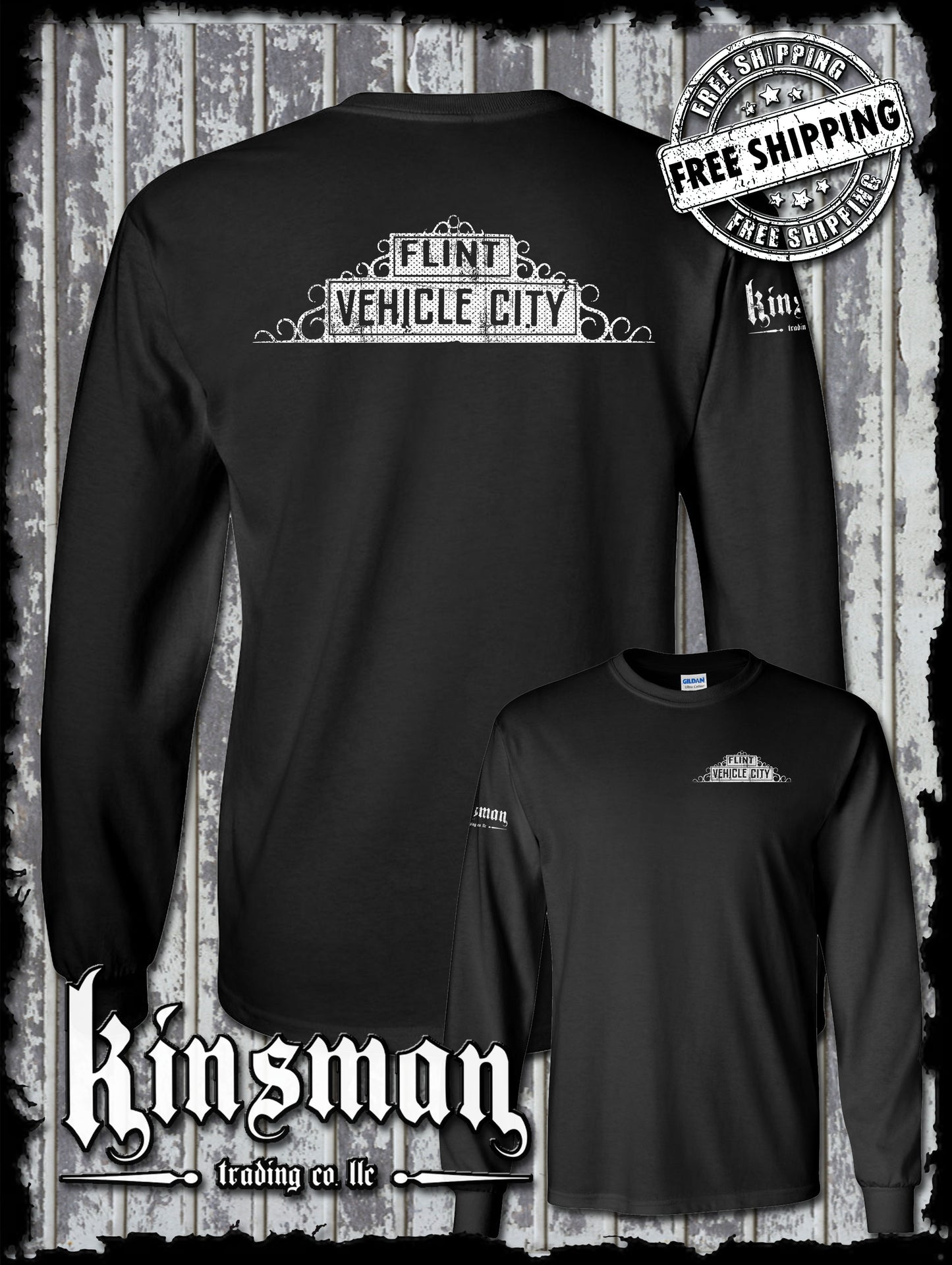 Flint Michigan Vehicle City 2-Sided Long Sleeve T-Shirt