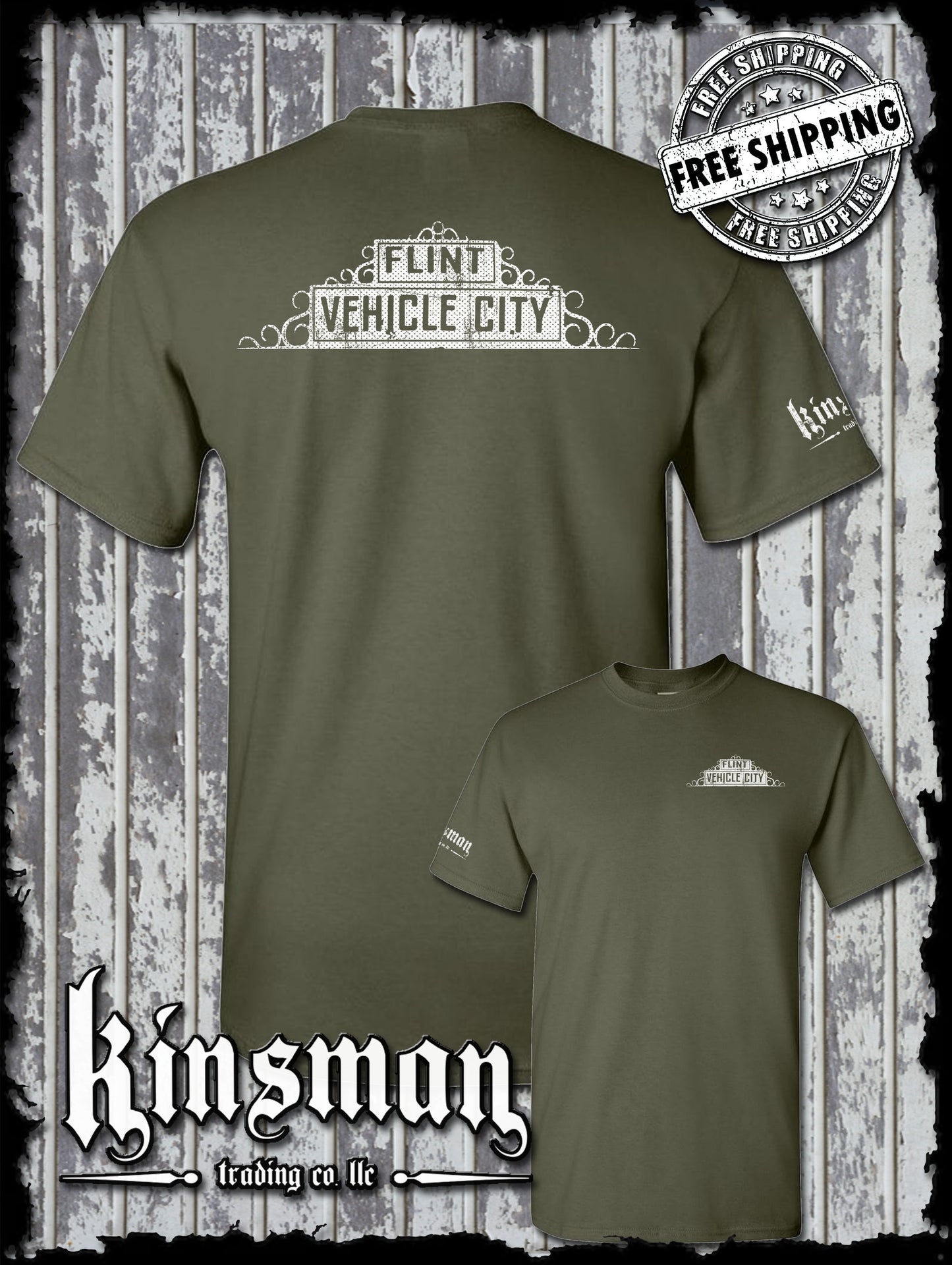 Flint Michigan Vehicle City 2-Sided T-Shirt
