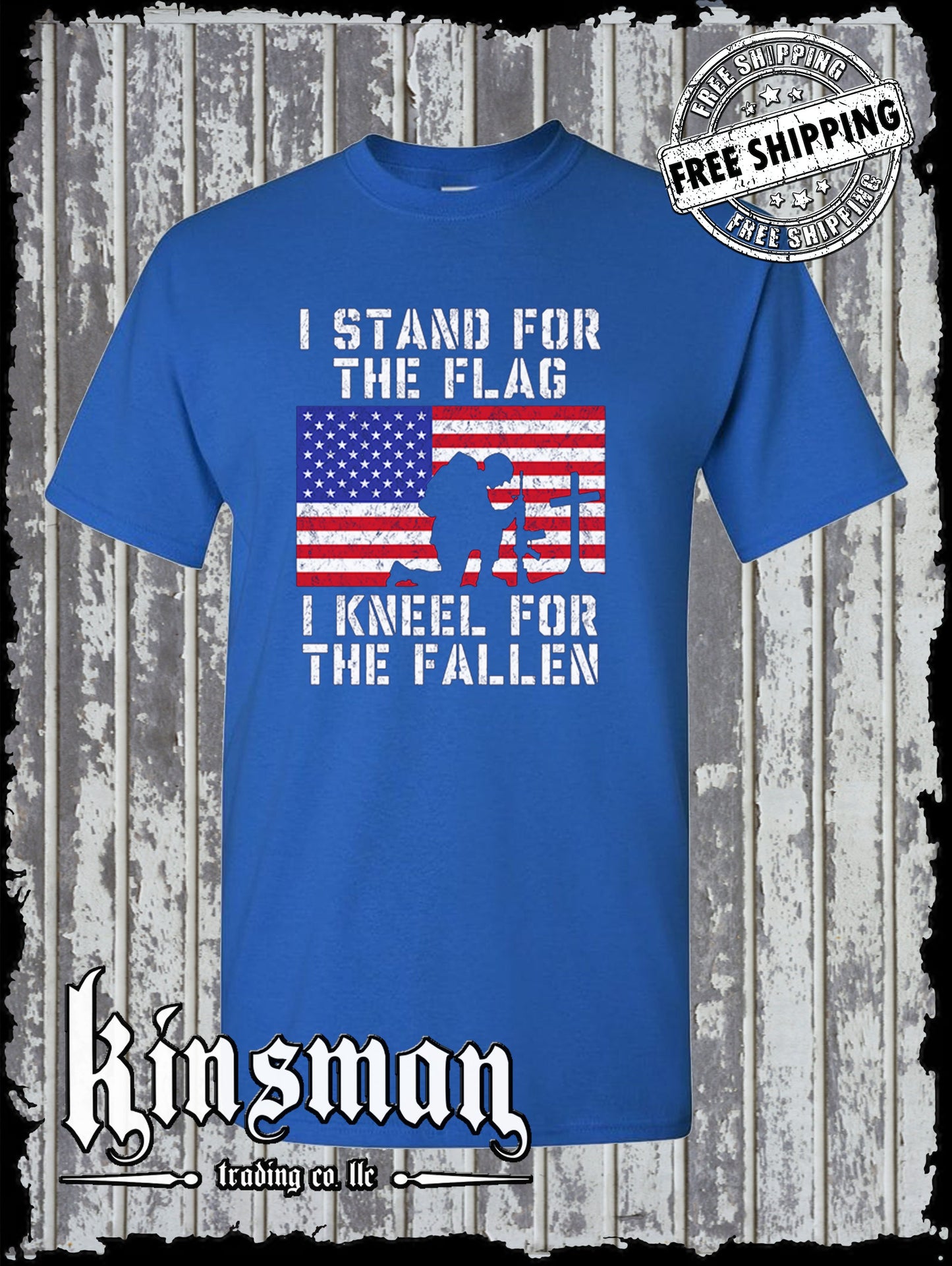 I Stand for the Flag I Kneel for the Fallen T Shirt American Flag Cross USA