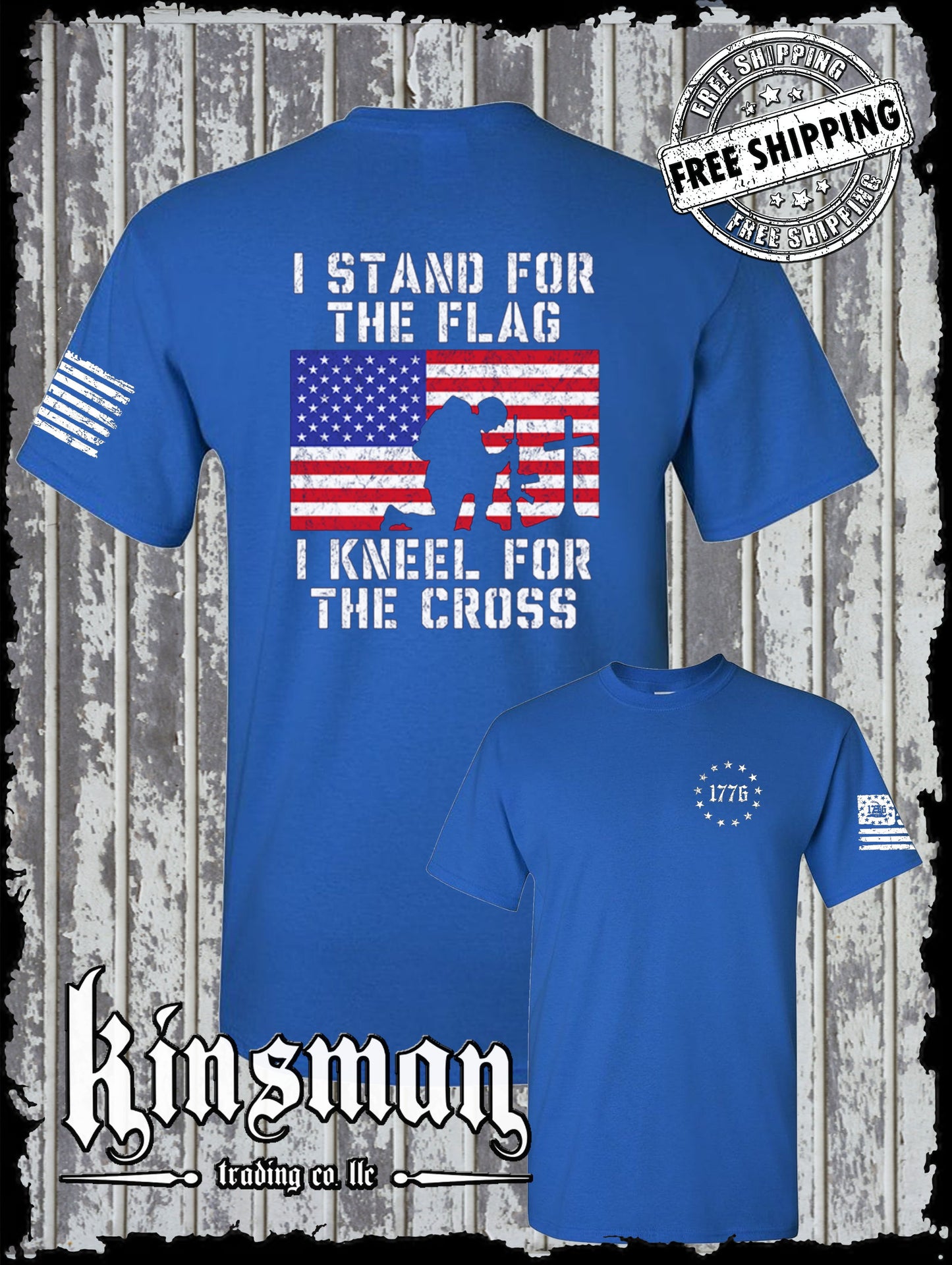 I Stand for the Flag Kneel for the Cross 2-Sided T-Shirt US Patriot
