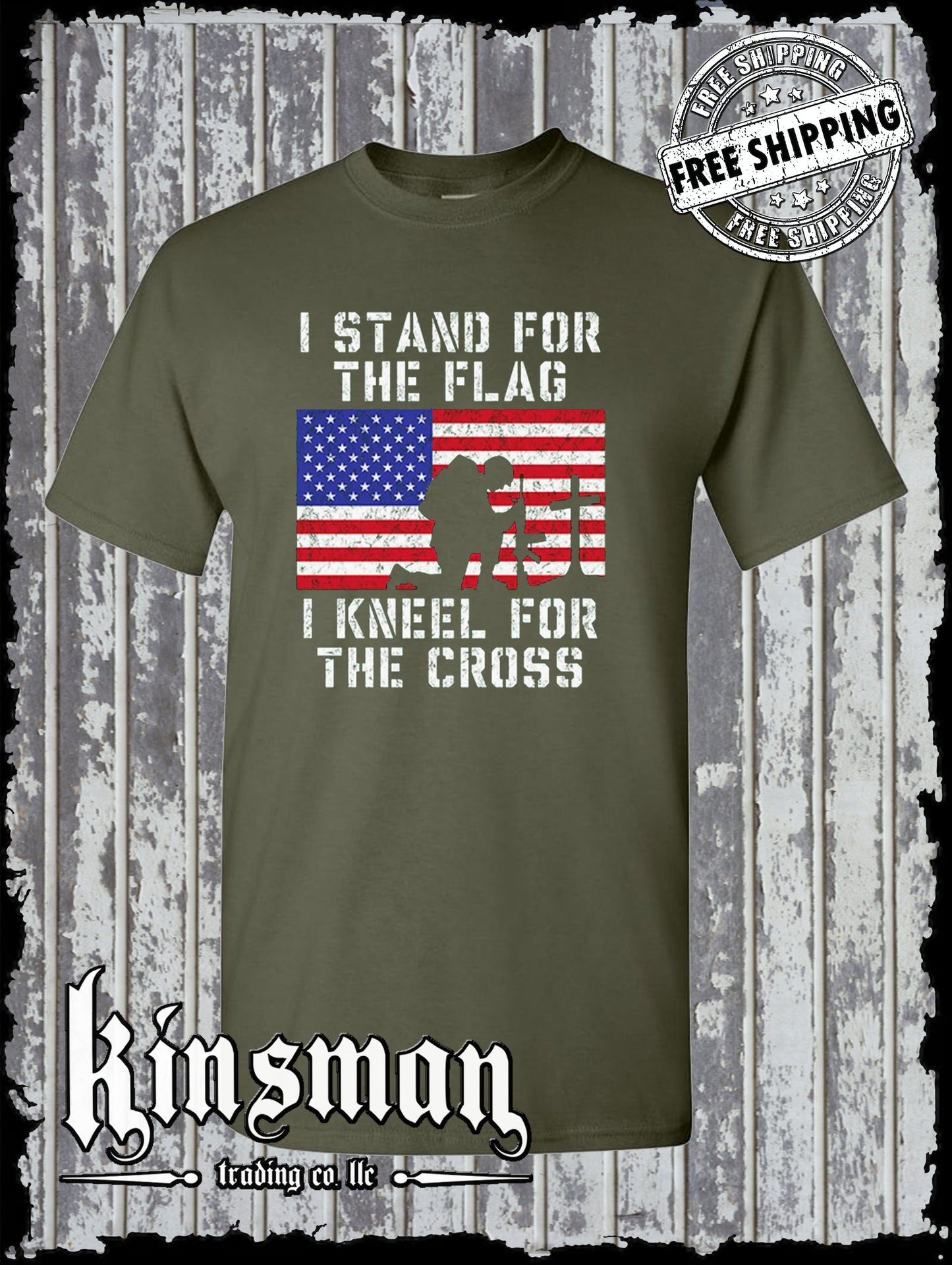 I Stand for the Flag Kneel for the Cross T-Shirt US Patriot