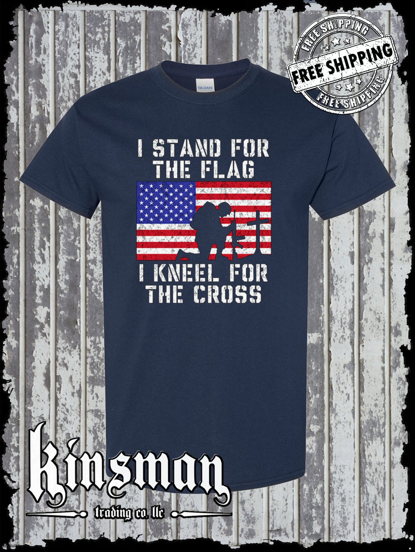 I Stand for the Flag Kneel for the Cross T-Shirt US Patriot