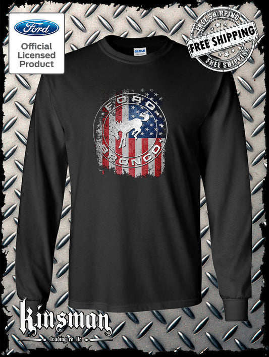 Ford Bronco American Flag Long Sleeve T-Shirt