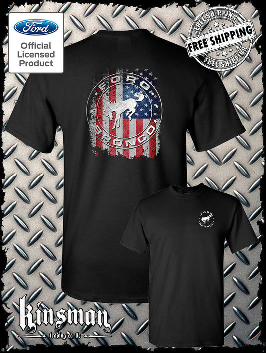 Ford Bronco American Flag 2-Sided T-Shirt
