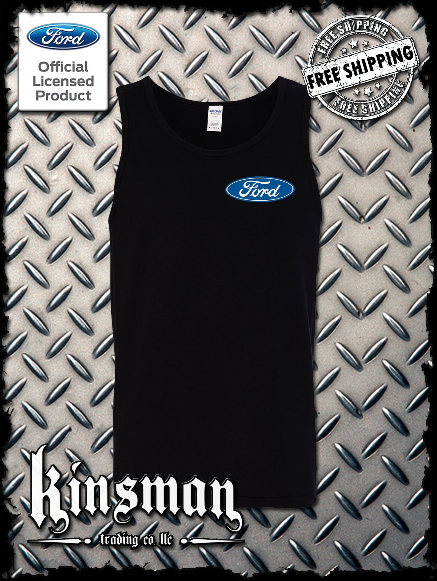 Ford Classic Blue Logo Crest Tank Top T-Shirt