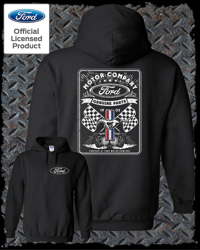 Ford Vintage Style 1903 Racing Flags Hoodie / Official Licensed Mustang F-150 Active