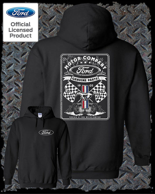 Ford Vintage Style 1903 Racing Flags Hoodie / Official Licensed Mustang F-150 Active