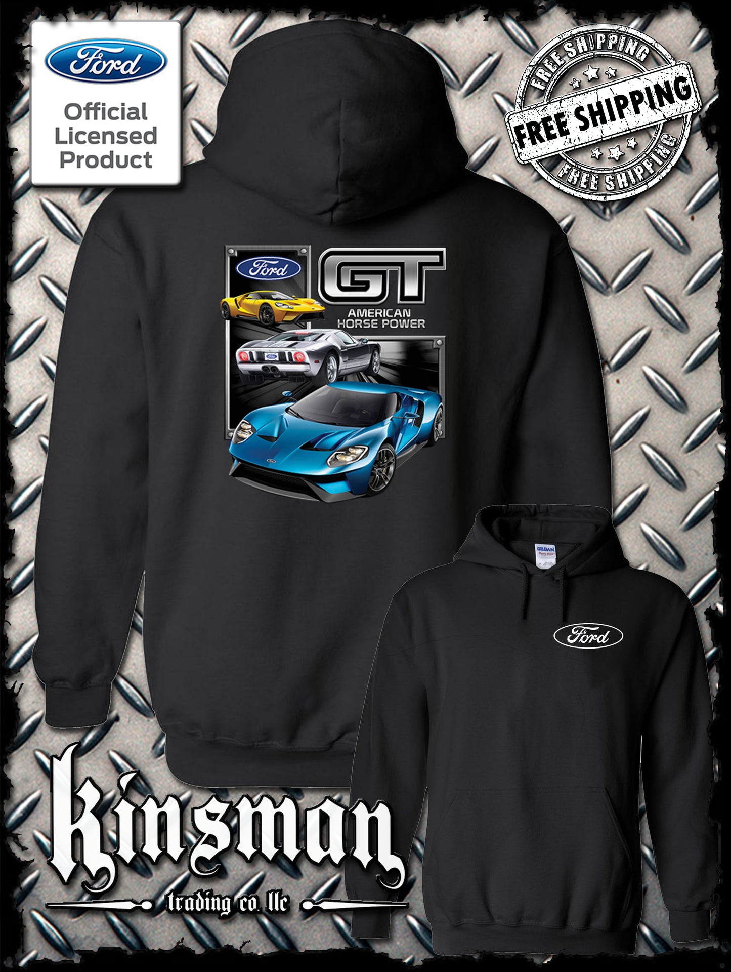 Ford GT Hoodie / Sweatshirt Mustang 500 Shelby Cobra American Horsepower