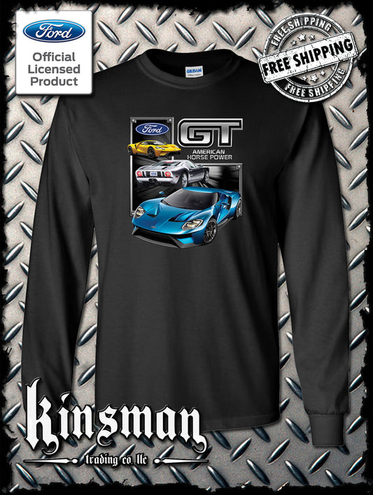 Ford GT Long Sleeve T-Shirt Mustang 500 Shelby Cobra American Horsepower
