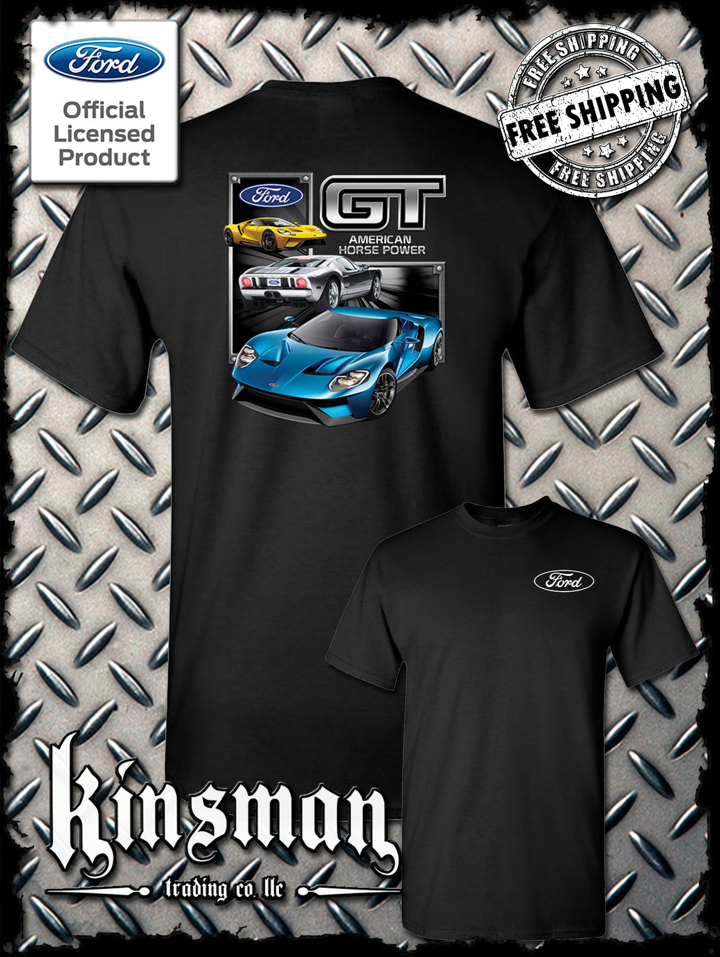 Ford GT 2-Sided T-Shirt Mustang 500 Shelby Cobra American Horsepower
