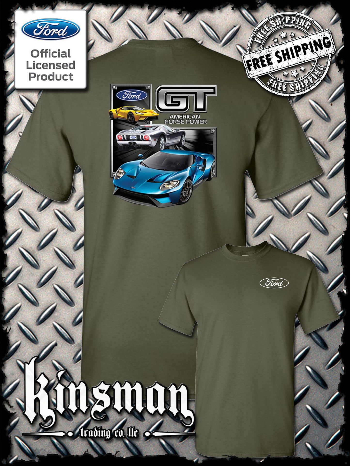 Ford GT 2-Sided T-Shirt Mustang 500 Shelby Cobra American Horsepower