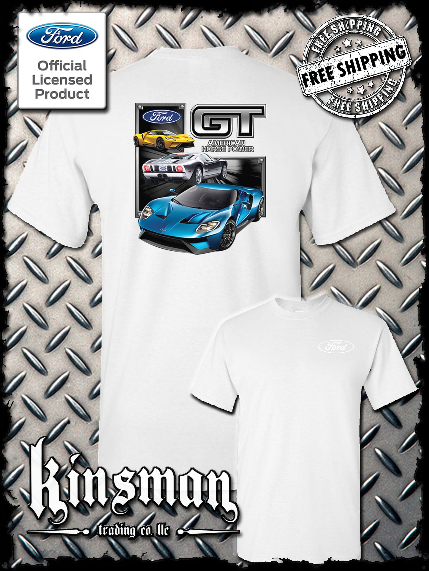 Ford GT 2-Sided T-Shirt Mustang 500 Shelby Cobra American Horsepower