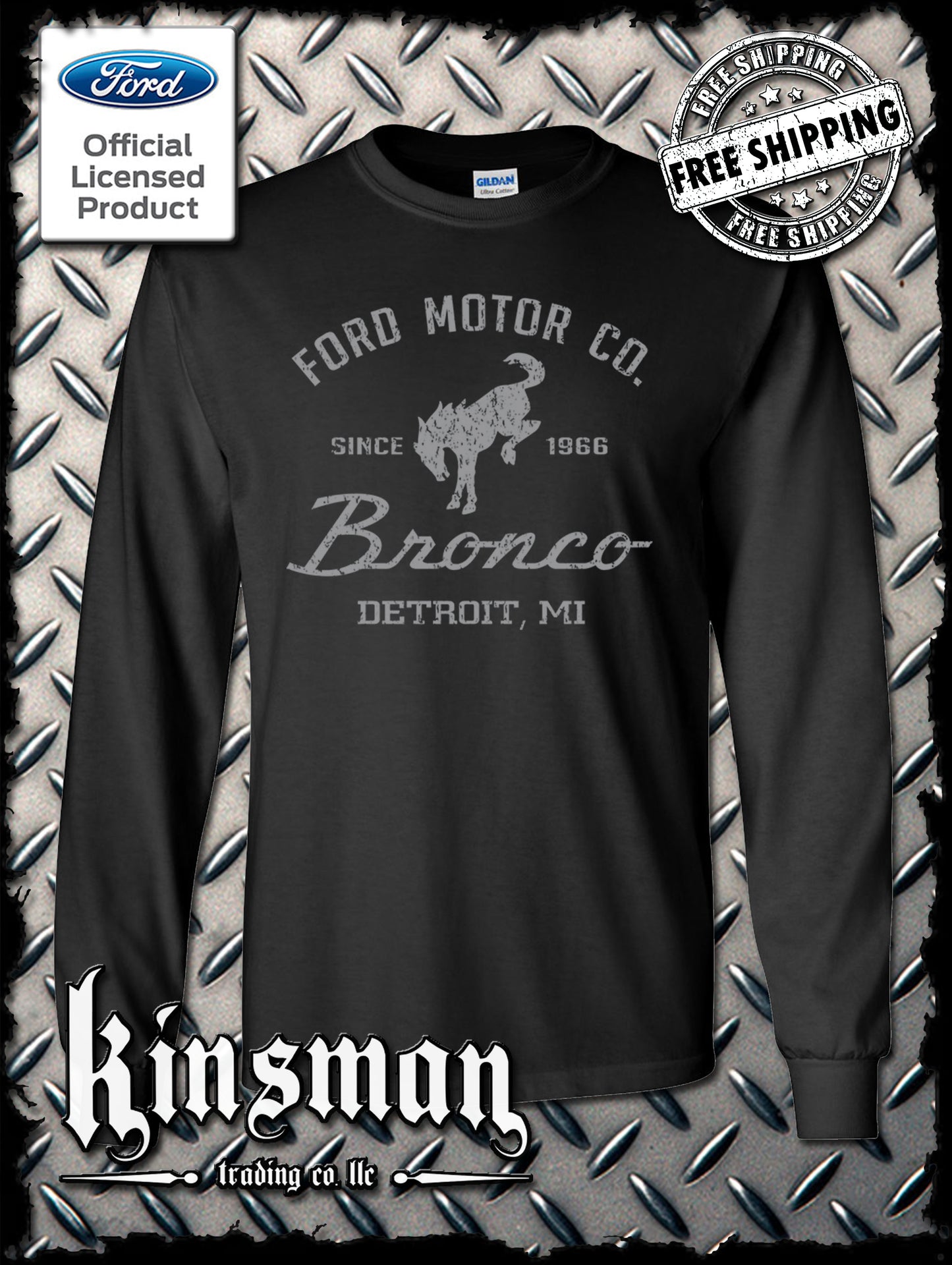 Ford Motor Co Bronco Detroit, MI Long Sleeve T-Shirt - Official Licensed Product