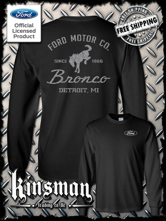 Ford Motor Co Bronco Detroit, MI 2-Sided Long Sleeve T-Shirt - Official Licensed Product