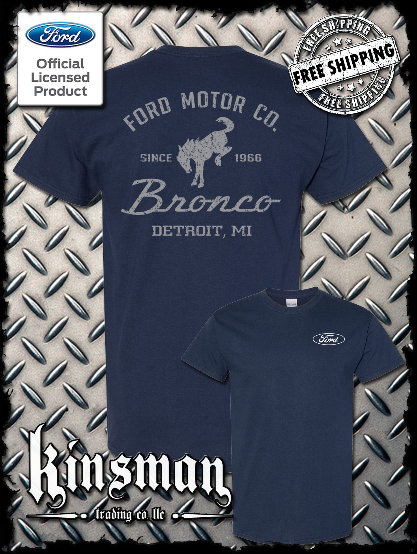 Ford Motor Co Bronco Detroit, MI 2-Sided T-Shirt