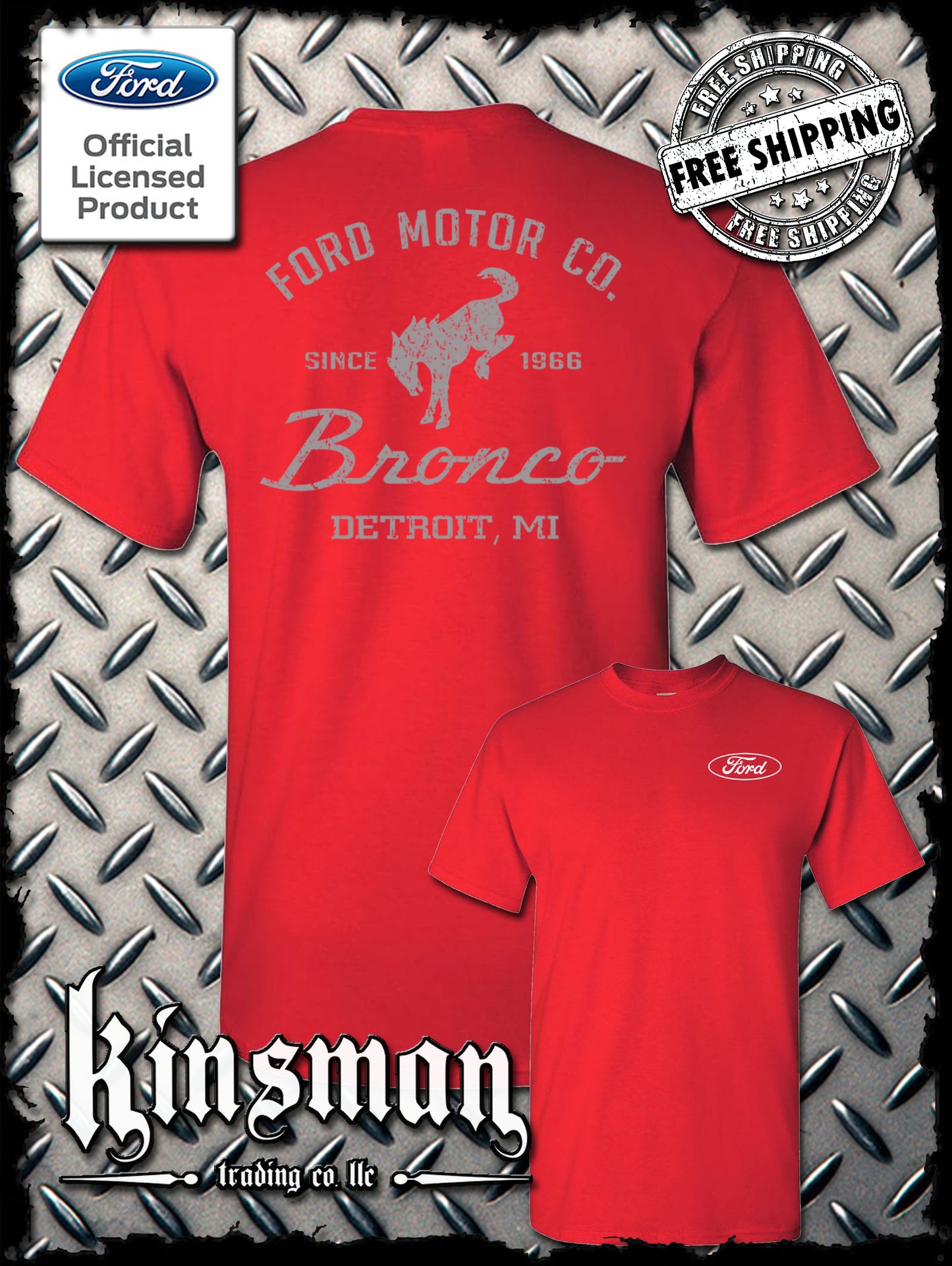 Ford Motor Co Bronco Detroit, MI 2-Sided T-Shirt