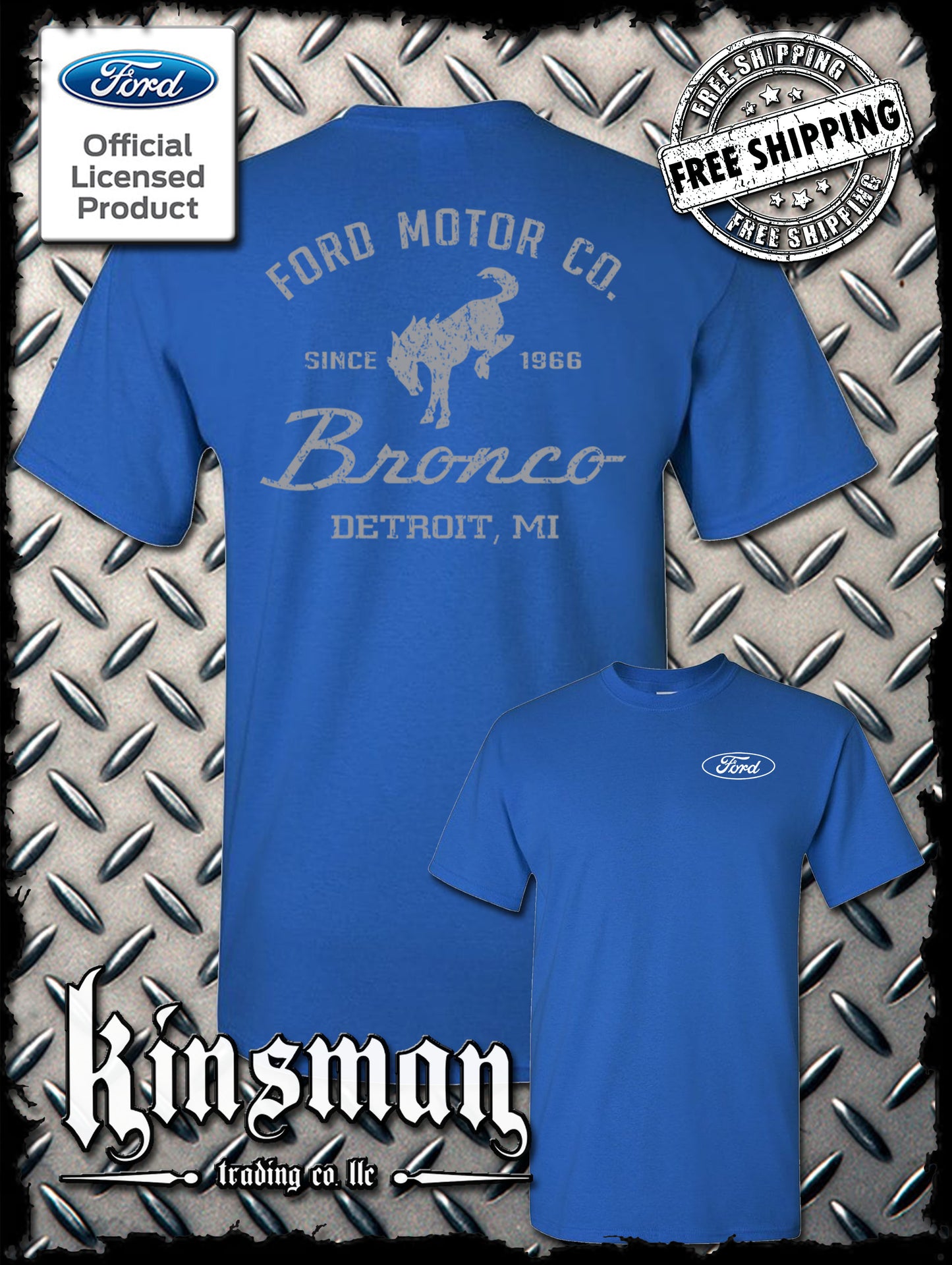 Ford Motor Co Bronco Detroit, MI 2-Sided T-Shirt