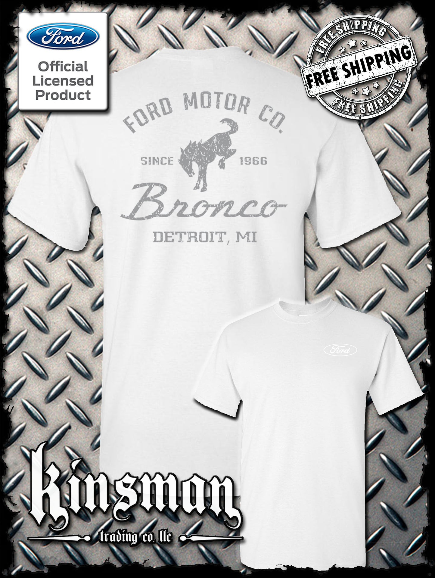 Ford Motor Co Bronco Detroit, MI 2-Sided T-Shirt
