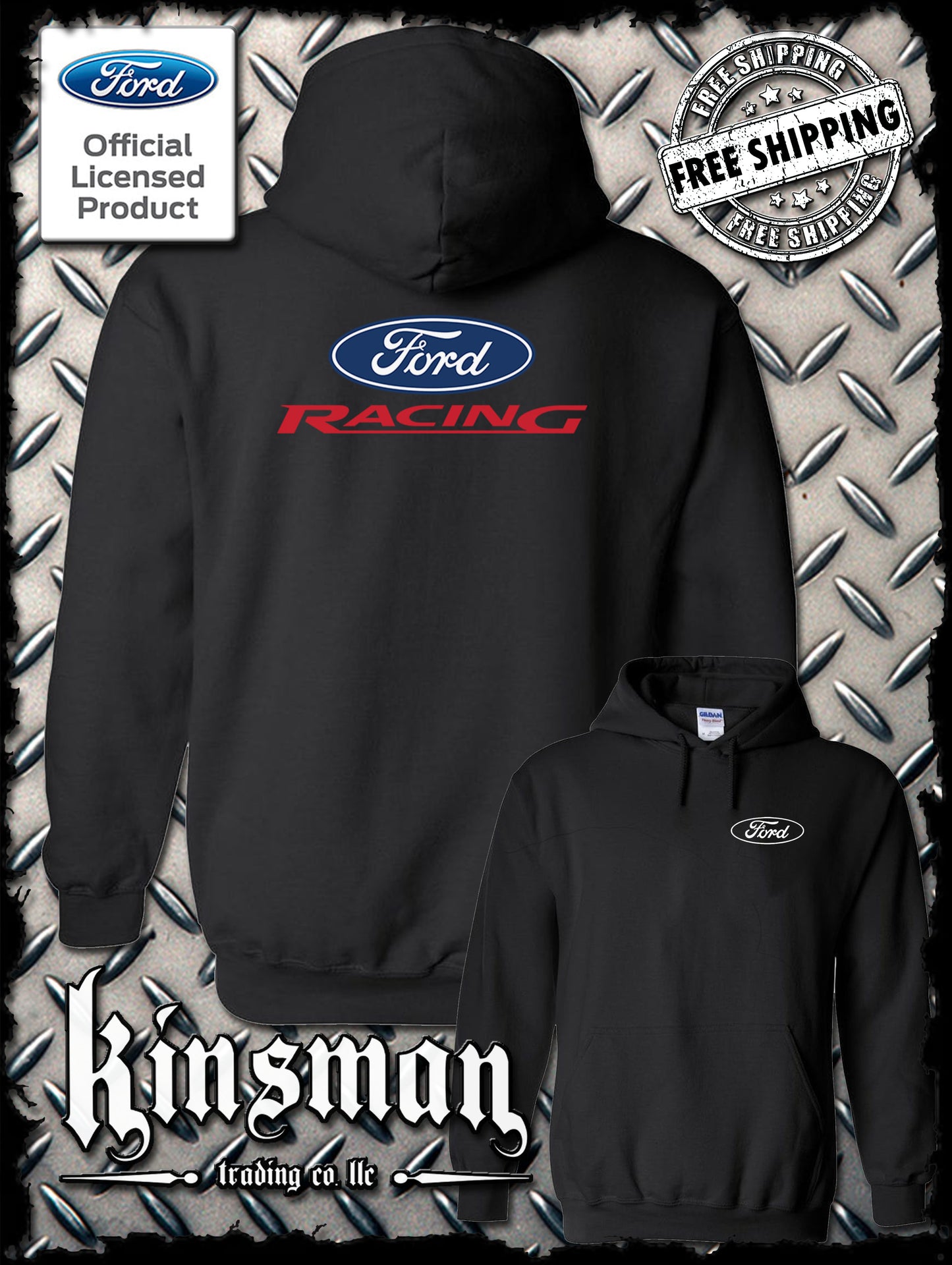 Ford Racing Logo 2-Sided Hoodie / Sweatshirt - Official Licensed Product - Mustang F-150
