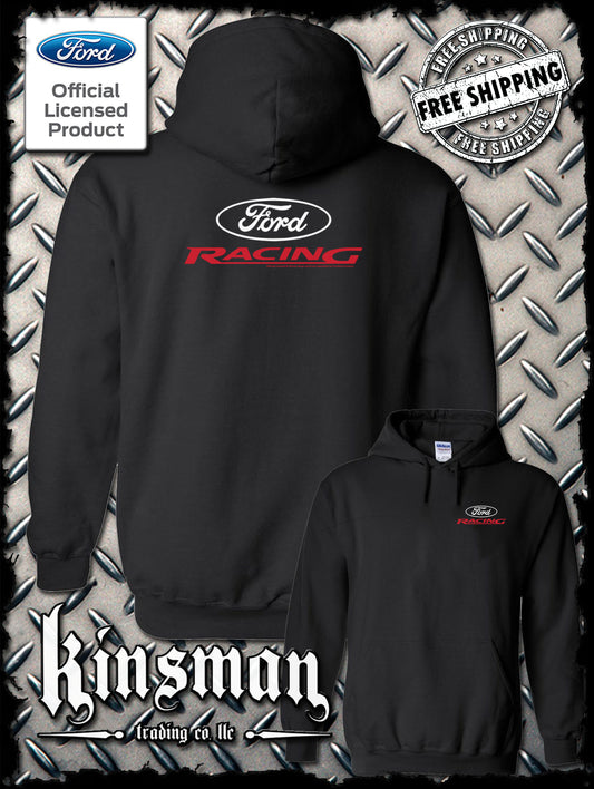 Ford Racing Oval White Red Logo 2-Sided Hoodie / Sweatshirt - Official Licensed Product