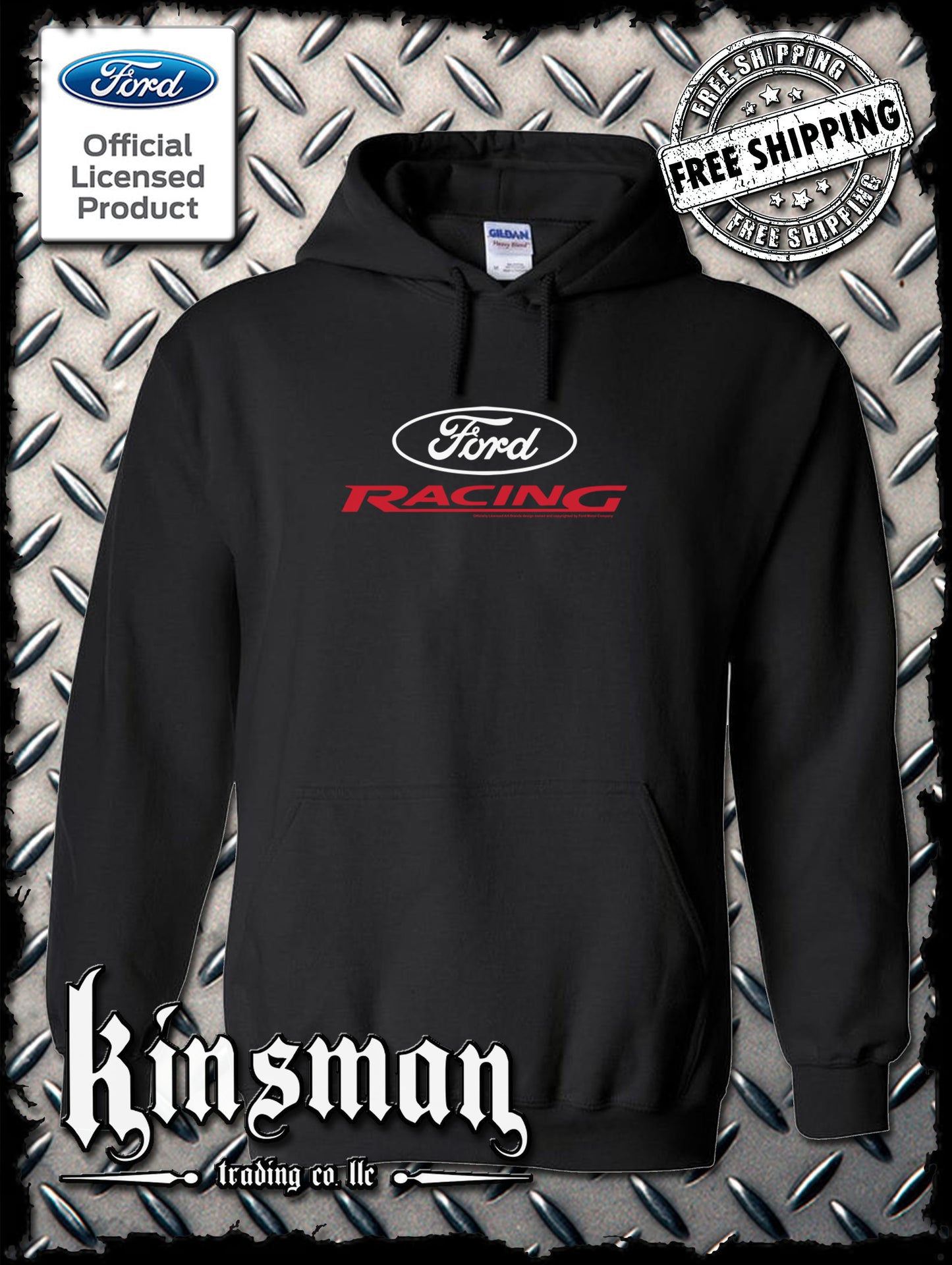 Ford Racing Oval White Red Logo Hoodie / Sweatshirt - Official Licensed Product