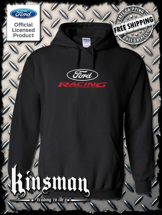 Ford Racing Oval White Red Logo Hoodie / Sweatshirt - Official Licensed Product
