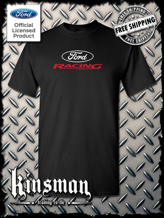 Ford Racing Oval White Red Logo T-Shirt - Official Licensed Product