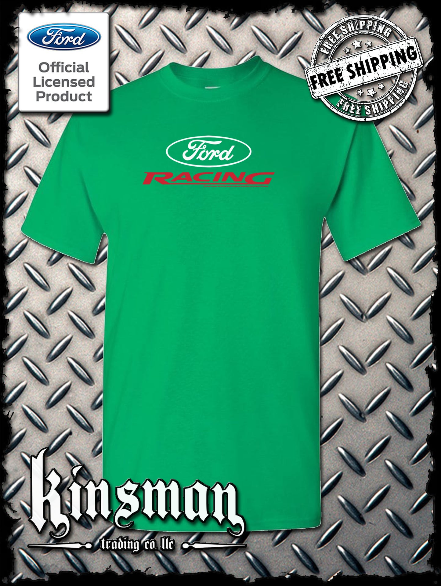 Ford Racing Oval White Red Logo T-Shirt - Official Licensed Product