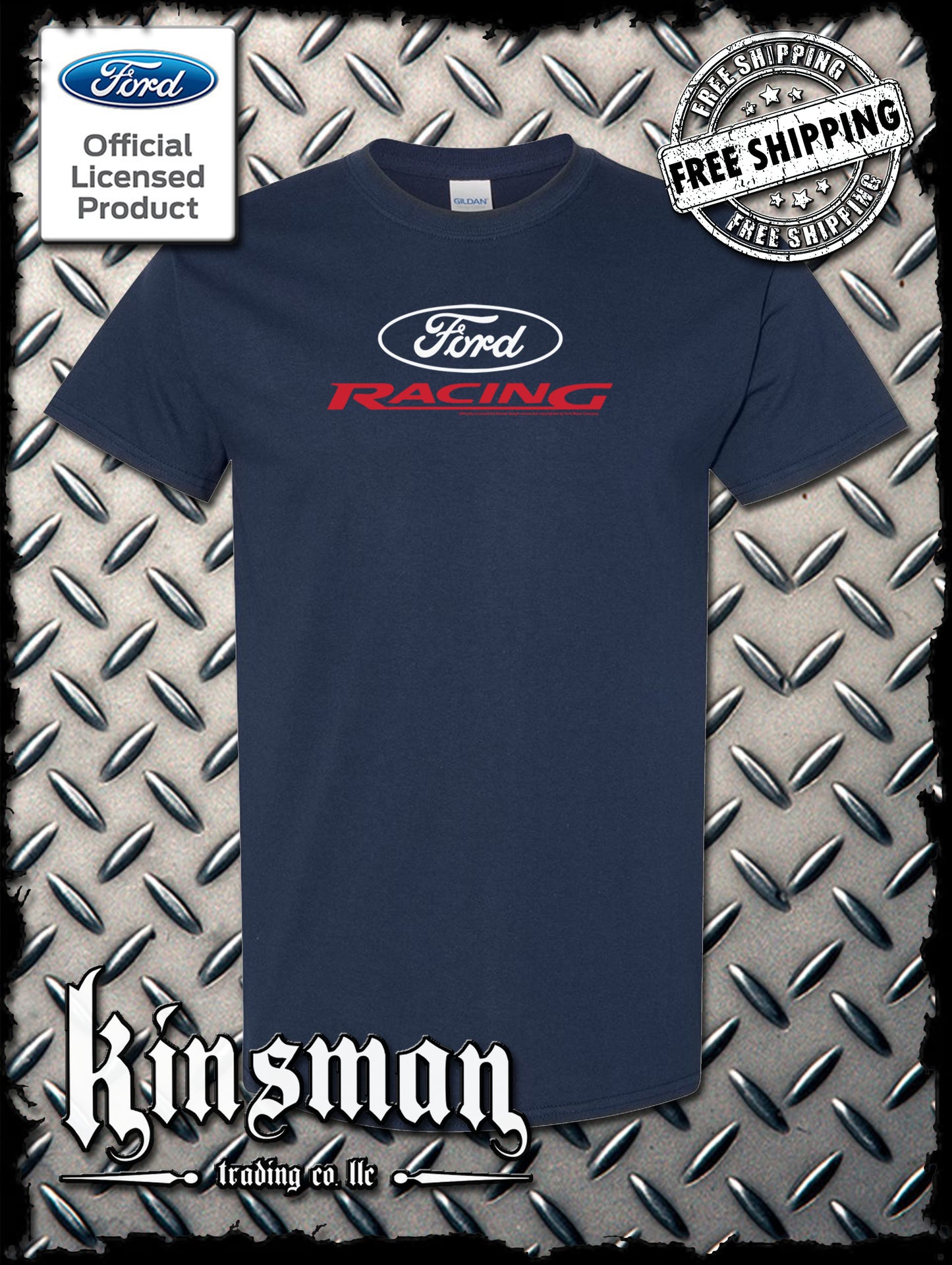 Ford Racing Oval White Red Logo T-Shirt - Official Licensed Product