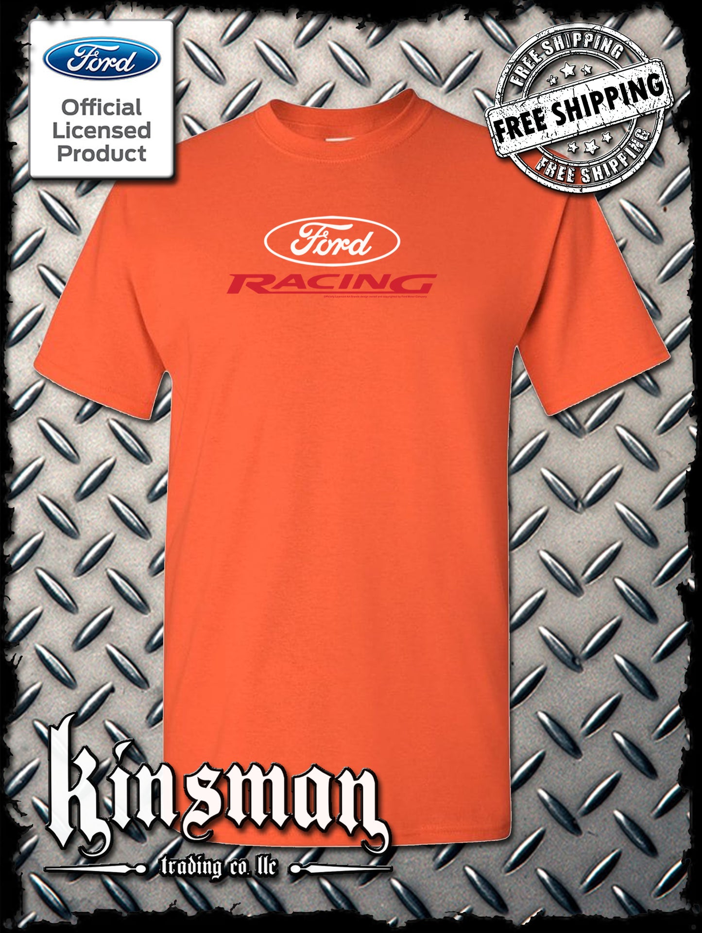 Ford Racing Oval White Red Logo T-Shirt - Official Licensed Product