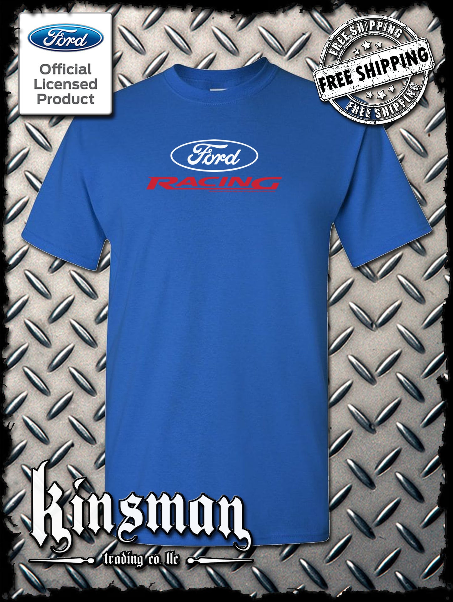 Ford Racing Oval White Red Logo T-Shirt - Official Licensed Product
