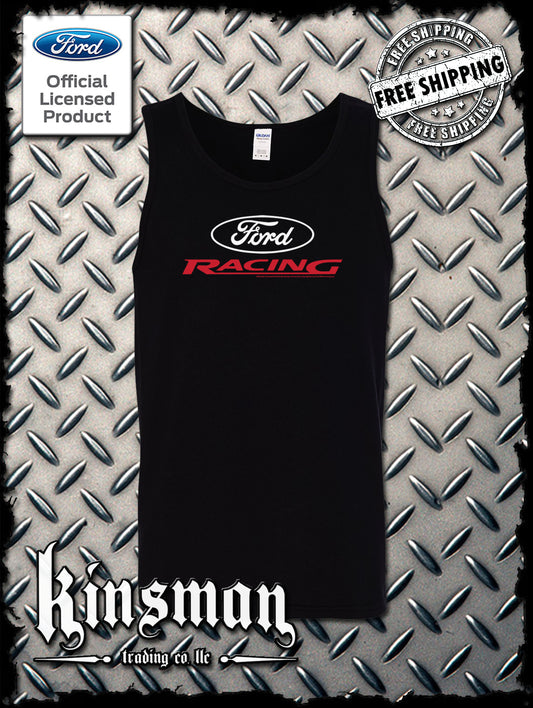 Ford Racing Oval White Red Logo Tank Top T-Shirt - Official Licensed Product