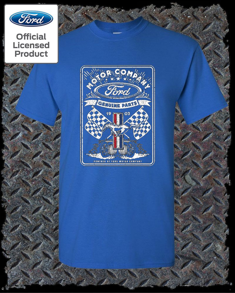 Ford Vintage Style 1903 Racing Flags T-Shirt / Official Licensed Mustang F-150