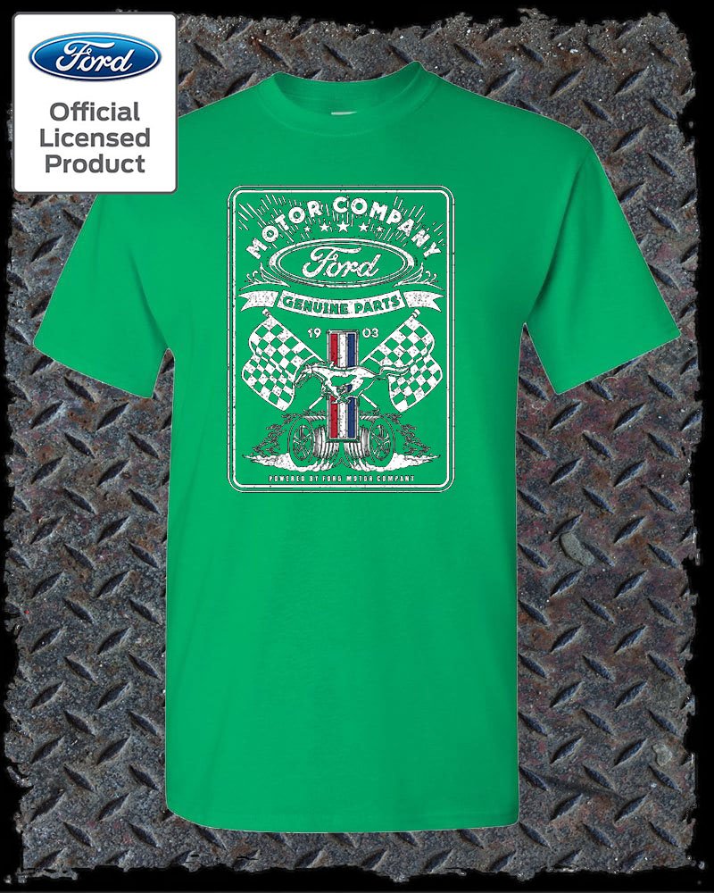 Ford Vintage Style 1903 Racing Flags T-Shirt / Official Licensed Mustang F-150