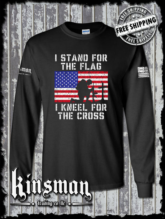 I Stand for the Flag Kneel for the Cross Long Sleeve T-Shirt American Patriot USA God's Country
